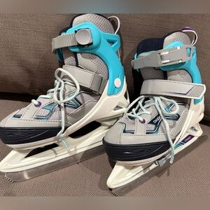 Gray and Blue Children’s Ice Skates